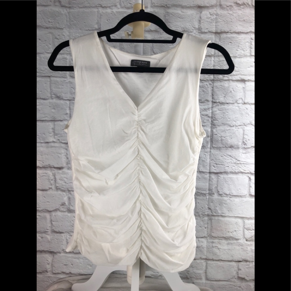 White 2 layer tank top. Ruched top size L